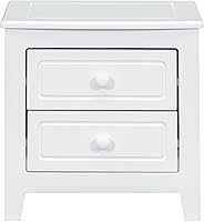 Vista 5 de Mesita de noche moderna con 2 cajones, mesa auxiliar con diseño clásico de madera para dormitorio, sala de estar, sofá, entrada, pasillo