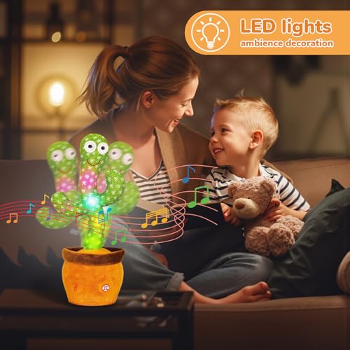 Image of Dancing Talking Cactus Baby Toy, Repeats What You Say Interactive Toy | Repeats What You Say, Adjustable Volume, Interactive Light Up Sensory Toy, Tummy Time