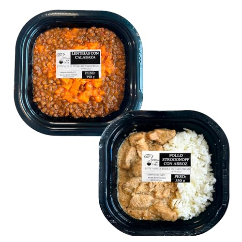 PIDE COMO EN CASA | Platos Preparados Listos para Calentar | Lentejas con Calabaza, Pollo Strogonoff con Arroz | Sabor Casero y Nutritivo | Pack 2 x 350 g
