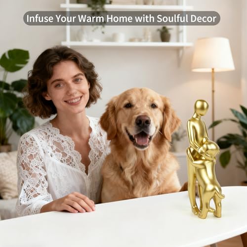Escultura Decorativa de Hombre y Perro en Resina miniatura 2