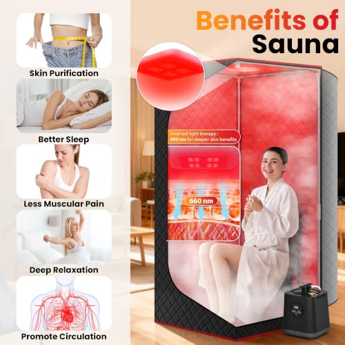 Manastin Portable Steam Infrared Sauna with Red Light - Image 2