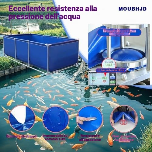 Grande Piscina Rettangolare Con Bordi, Piscina Fuori Terra Con Telaio In Acciaio Per Giardini Esterni Per Famiglie E Bambini, Montaggio Semplice, Telaio In Metallo Durevole, Include Cerotto Di
