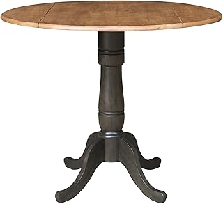 IC INTERNATIONAL CONCEPTS Wood 42 in. Round Drop Leaf Counter Height Din...