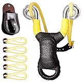 Schleuder, de Metal, de Herramienta Profesional, con 5 Gomas y 1x Bolsa de, Apto para Juegos de Herramienta de al Aire Libre para Adultos y niños.