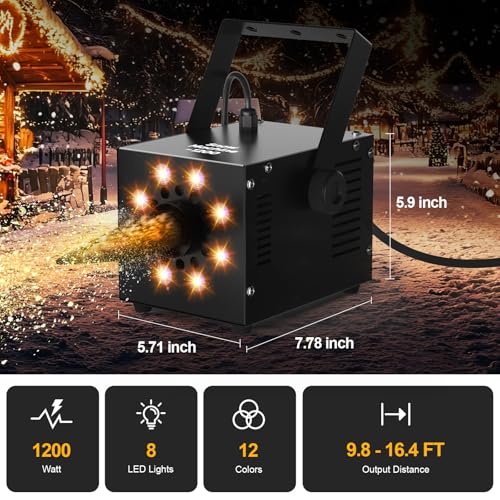 UPGREY 1200W Snow Machine for Outdoors and Indoors, Fake Snow Maker for Party with LED and Remote Controller