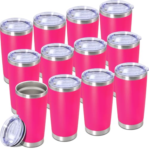 Image of 20oz Tumbler Insulated Tumblers Vacuum Coffee Mug with Lid Hot Pink 12Pack