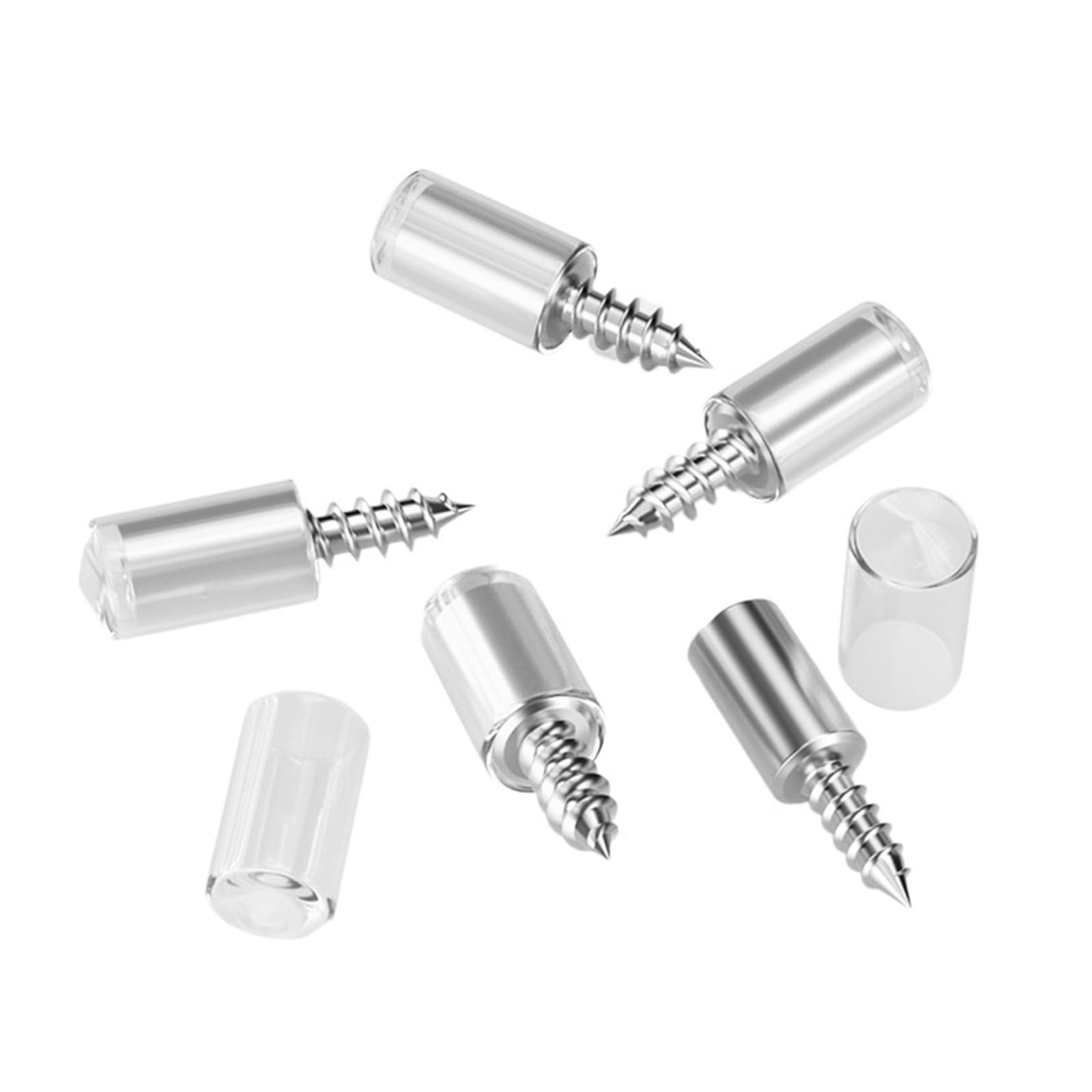 Perforadores de apoyo de estante Tornillo autorroscante cruzado con funda de goma for soporte de armario, clavo antideslizante for mampara de cristal.(Transparent,12ser)