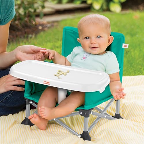 Bright Starts Pop ’N Sit Tragbare Sitzerhöhung, für drinnen und draußen, Bodensitz mit Essenstablett, Blaugrün, 6 Monate - 3 Jahre – Ansicht 7