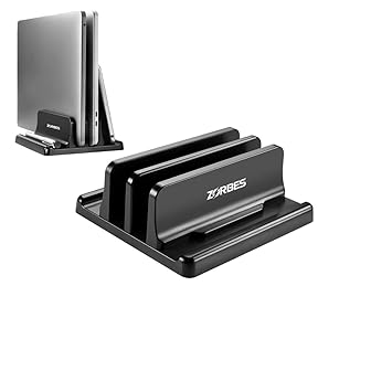 ZORBES® Laptop Stand for for 17.3in Vertical MacBook Pro Stand MacBook Stand Desktop Organizer Dual Slot Vertical Laptop Stand MacBook/Chromebook/Surface/Dell/Pad - image, photos
