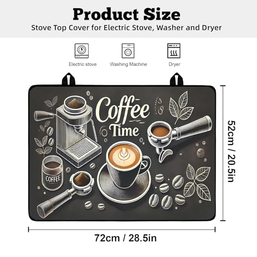 Image of Multi-Design Stove Top Cover for Glass /Electric Stoves - 3-in-1 Heat-Resistant Protector Mat, Non-Slip Drying Rack 28 inchx20 inch (Coffee, 28 inch L x 20 inch W)