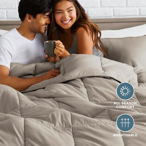 Image of Bare Home Comforter Set - King /California King Size - Ultra-Soft - Goose Down Alternative - Premium 1800 Series - All Season Warmth (King /Cal King, Khaki)