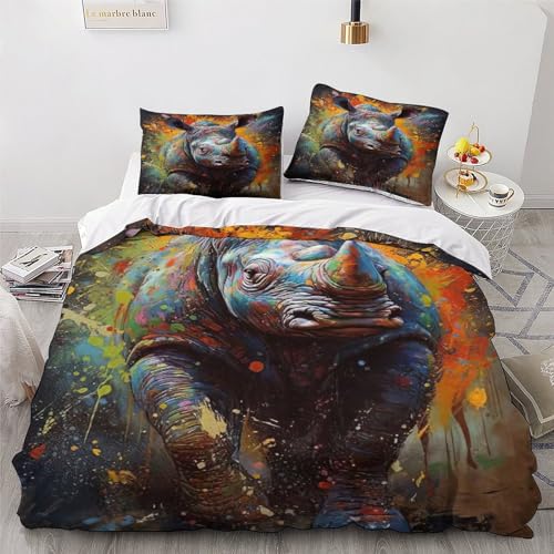 Rhinocéros housse de couette de couette en douce microfibre coton parure king