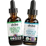 Zeolite Detox & Adrenal Focus Support - Clinoptilolite Zeolite for Kids & Adults Liquid Drops with Vitamins B12 & D - Organic Adrenal and Focus for Calm Natural Brain, Memory Fatigue Stress Attention