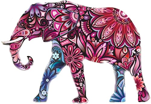 Akachafactory Autocollant Sticker Voiture Moto Deco Elephant Fleur Rose Animal frigo