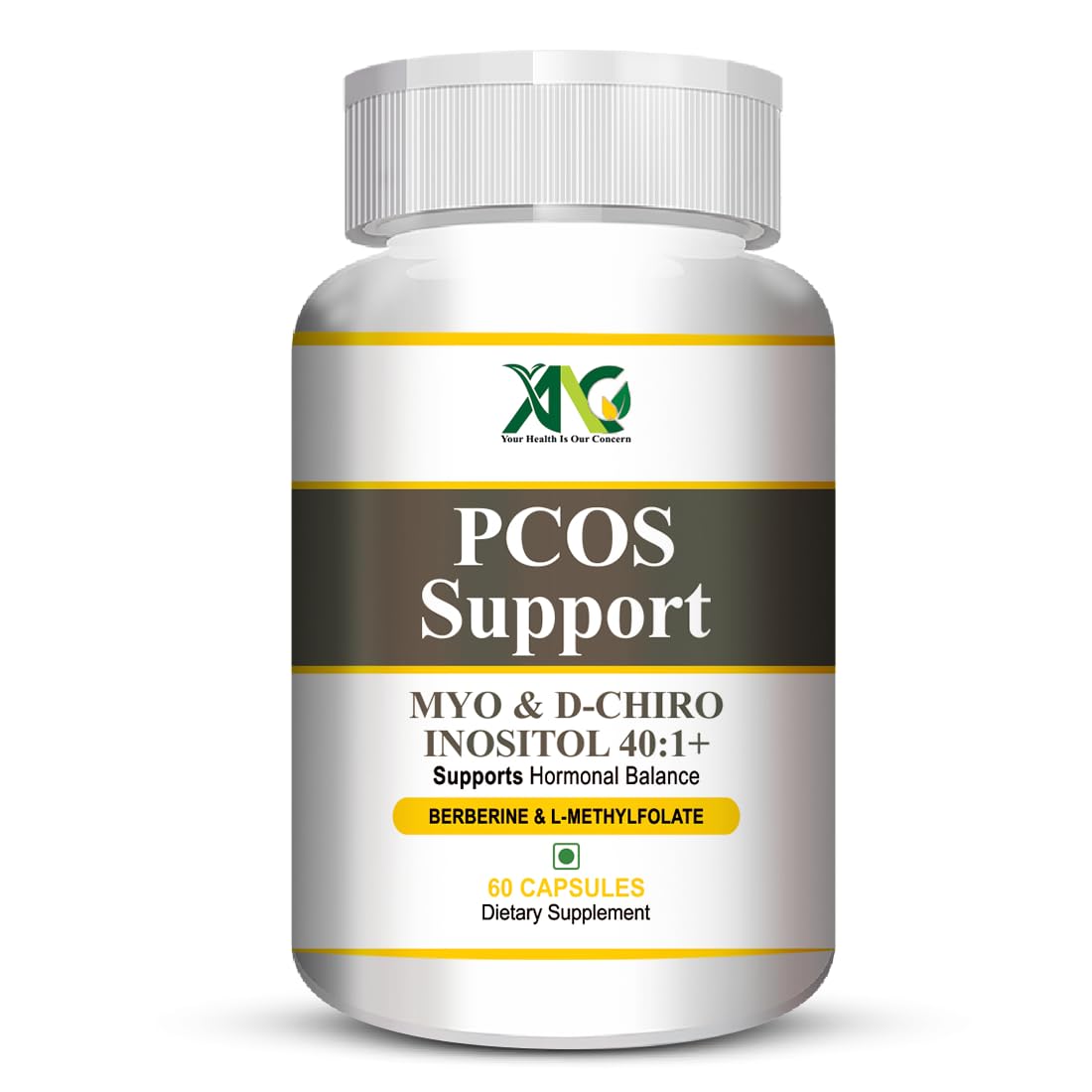 ANC PCOS Supplement - 40:1 Ratio 2000mg Myo-Inositol to 50mg with PCOS Vitamins & Minerals for women 60 Capsules
