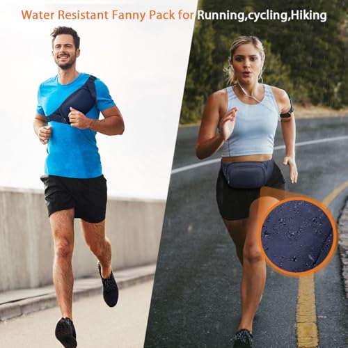 Image of Large Fanny Pack for Women Men - Syican Waist bag with 3-Zipper Pockets, Gifts for Enjoy Sports Traveling Workout Casual Hands-Free crossbody bags Fits MAX 7.9'' iPad & 6.6'' Phone
