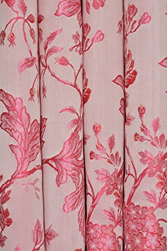Image of FRESH FROM LOOM Room Darkening Door Curtains 12 Feet Long,Big Window Curtain Premium Polyester Rod Pocket Weaved Parda|Modern Parde for Living Room Bedroom|Home Office Jacquard Screens(Pink,12ft,1pc)