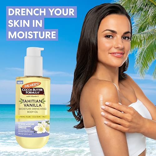 Palmer's Cocoa Butter Formula Body Oil, Moisture Drenching Tahitian Vanilla, 6.5 Oz, 72Hr Hydration with Shea Butter & Vitamin E for Softer Skin, Protects & Soothes Dryness, Dermatologist Approved Palmer's Cocoa Butter Formula Body Oil, Moisture Drenching Tahitian Vanilla, 6.5 Oz, 72Hr Hydration with Shea Butter & Vitamin E for Softer Skin, Protects & Soothes Dryness, Dermatologist Approved - Image 2