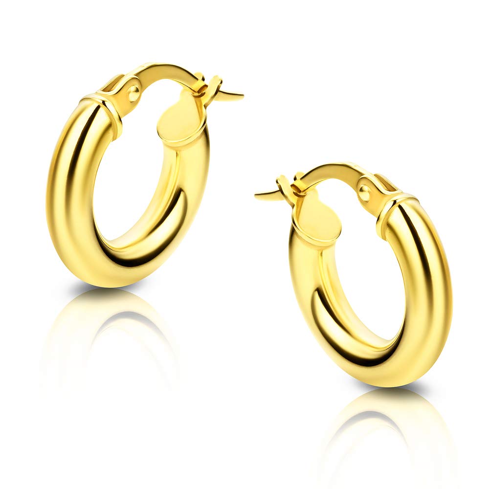 Orovi Pendientes de aro de oro amarillo 375 9k para mujer, oro amarillo, sin piedra