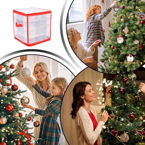 Boîte de rangement décorations anti-poussière 64 cases pour protéger vos boules