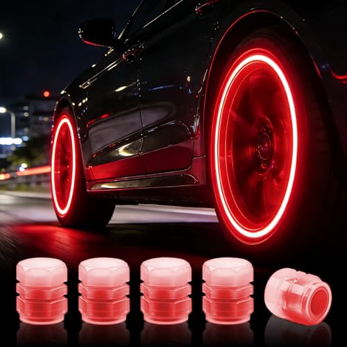 Lot de 20 Bouchons de Valve Pneu de Voiture Lumineux, Bouchons De Valve Fluorescents, Anti-Poussière Lumineux Couvre-Valve, Couverture de Pneu Fluorescents...