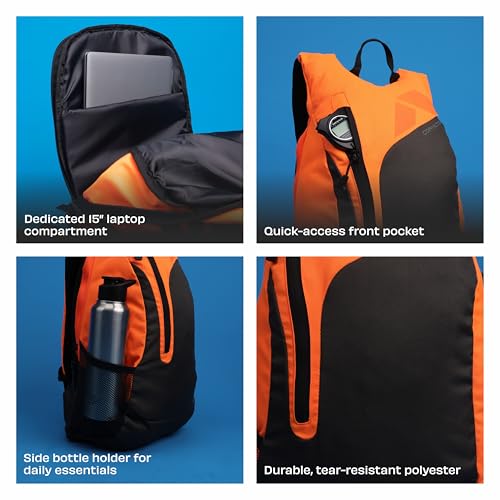 Image of Nivia Conviction 2.0 Sports Backpack For Men And Women, 25L Lightweight Gym And Training Bag With 15-Inch Laptop Compartment, Padded Straps, Quick Access Pocket, Side Bottle Holder (Black /Orange)