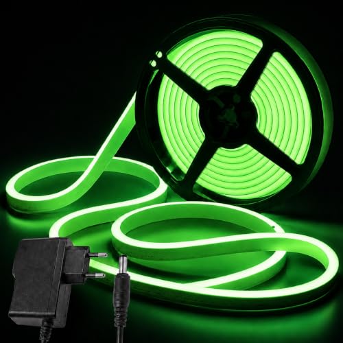 Image of HEADLY 16.4 Feet LED Neon Strip Lights, with 12V Adapter, Waterproof IP65, Silicone Flexible Rope Light for Home Wall Decor | Neon Lights | 5 Meter |