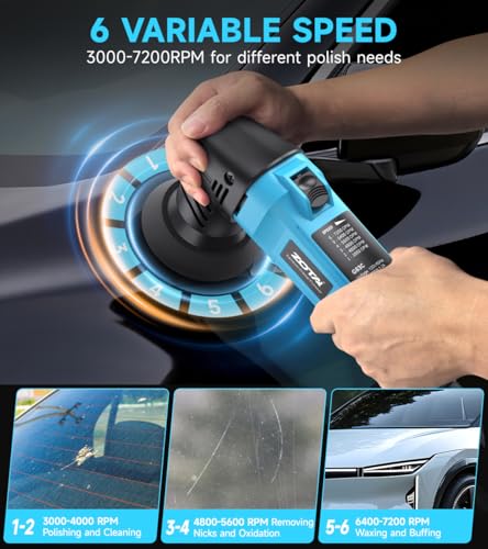 Image of ZOTA 3 inch Polisher, 2 inch Mini Buffer with 8mm Random Dual Action Polisher,13.1ft(4m) Extended Power Cord for Quiet & Smooth Small Buffer Polisher.