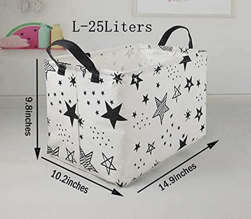 Image of Kid Storage Basket Gift Shelf Basket Toy Storage Bin, Nursery Basket Organizer Box for Children Room Deco With Handles (Star)