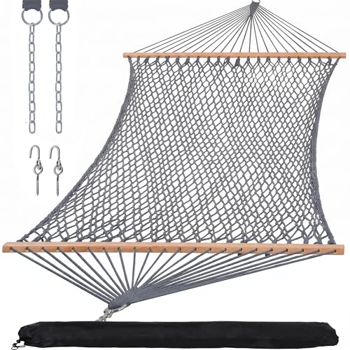 Image of SUNCREAT Outdoor Hammock with Tree Hooks, 2 Person Hammock with Carrying Bag, Gray