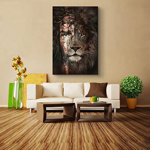 Jesus Pictures For Wall Lion Of Judah Jesus Picture Christian Wall Decor Religious Wall Decor Black Jesus Wall Art Jesus And Lion Picture Jesus Lion Painting For Living Room Decor (28''Wx40''H) #TOP2