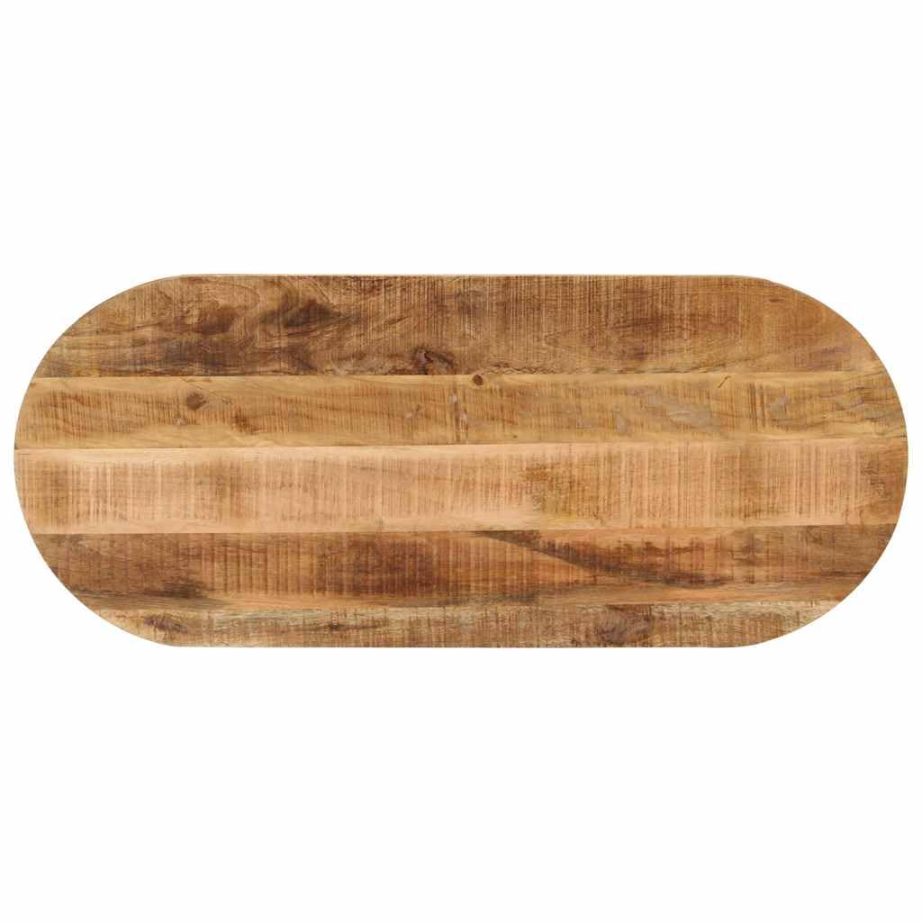 Dessus de Table Ovale 140x60x2,5 cm en Bois de Manguier Massif Brut, Plateau de Table de Remplacement Rustique pour Table à Manger, Bureau ou Restauration Professionnelle