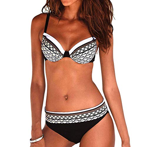Bademode Schwimmanzug, Gedruckt Sexy TräGerlosen Bikini äRmellose Kurze...