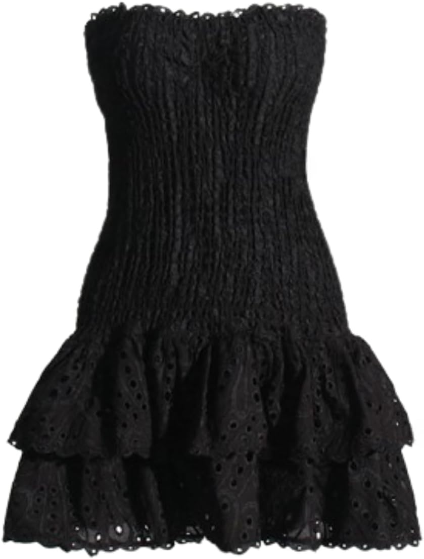 Tube Top Preppy Dress Women Y2k Blue Floral Strapless Mini Dress Vintage Short Going Out Dresses