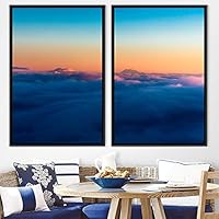 2 Piece Framed Canvas Wall Art Colorful Sky and Mountain Landscape Canvas Prints Home Artwork Decoration for Living Room,Bedroom - 16