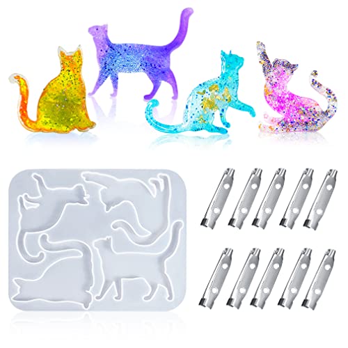 Moldes de resina para gatos fáciles de desmoldar con hebilla para joyas 2