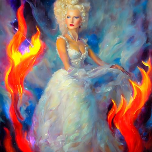 Peinture sur toile fine 58x90 cm d'une fille blonde en robe blanche, affiche d'art nude