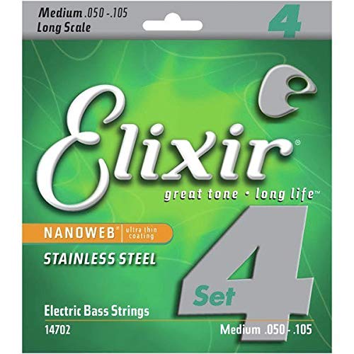 Cordes Elixir® en Stainless Steel avec revêtement NANOWEB® pour basse 4 cordes, Long Scale, Medium (.050-.105) - Les Beatles, Paul McCartney, John Lennon, RIngo Starr, George Harrison Cordes Elixir® en Stainless Steel avec revêtement NANOWEB® pour basse 4 cordes, Long Scale, Medium (.050-.105) – Image 3