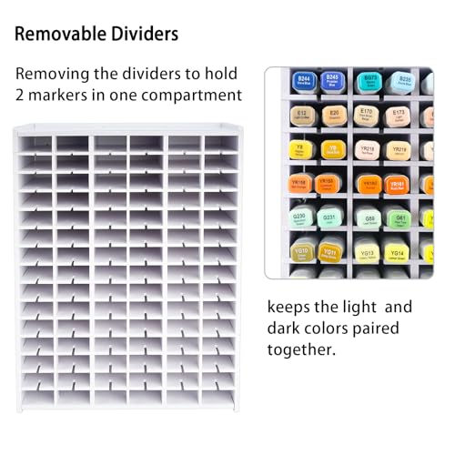 Image of SANFURNEY Marker Organizer for 180 Markers, Desktop Storage Rack | Desktop Organizer for Markers, Keeps Art Supplies Neat and Easy to Access, Fits Markers, Colored Pencils and Art Supplies