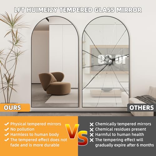 Image of LFT HUIMEI2Y 76 inchx34 inch Arch Full Length Mirror, Black Floor Mirror