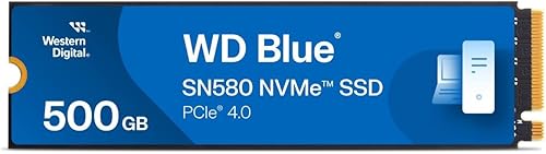 Western Digital WDS500G3B0E - Unidad interna de estado sólido SSD SN580 NVMe de 500 GB WD, color azul, Gen4 x4 PCIe 16Gbs, M.2 2280, hasta 4.000 MBs