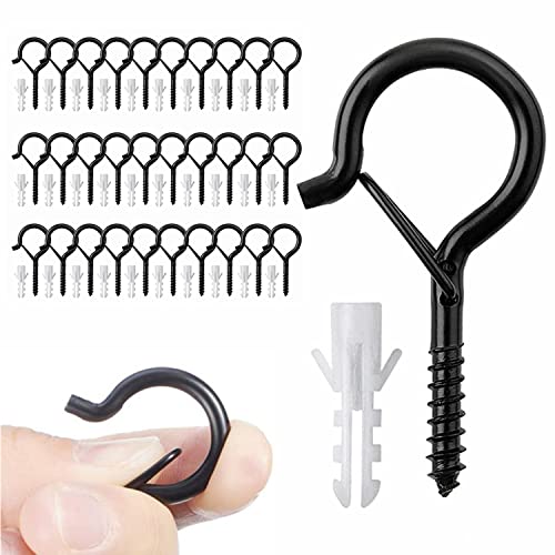 ANTFEES 30PCS Q-Hanger Hooks, Screw Hooks for Outdoor String Lights, Ceiling Hooks Heavy Duty ,Decoration Hanging, Safety Buckle Design