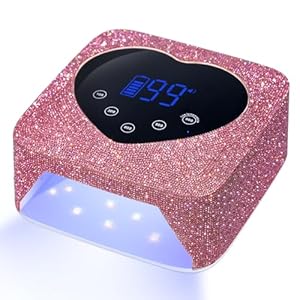 CHRISTINE SHELLY UV LED Nail Lamp 72W Rechargeable Sparkly Wireless Nail Dryer Gel Polish Light with 5 Timer Setting Professional Quick Dry Curing Lamp Pink with Display Auto Sensor for Salon & Home