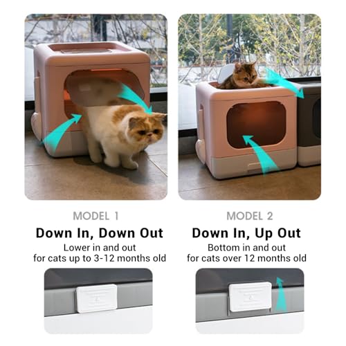 Arenero plegable para gatos con tapa y control de olores miniatura 4