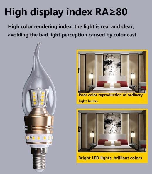 Lot De 2 Ampoules LED E14 À Petite Vis 8 W, Lumière Chaude 3000 K, 800 LM, Non Dimmable, Ampoule De Lustre Moderne De Luxe en Forme De Flamme, Petite Lampe À Vis Edison S,