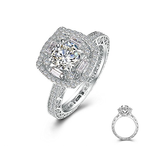 Lafonn Heritage Sterling Silver Platinum Plated Simulated Diamond Ring (3.2 Cttw) #TOP9