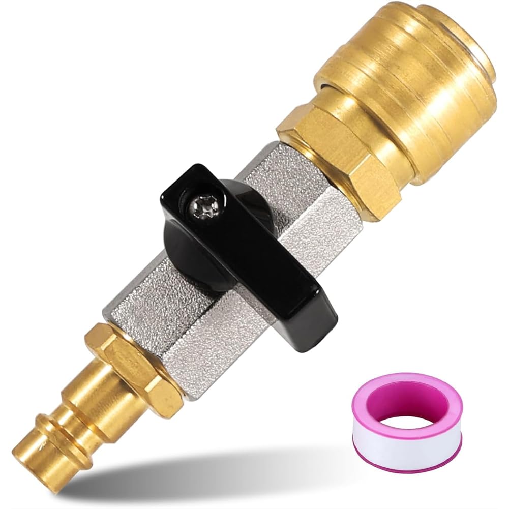Littimoon Compressed Air Stopcock, G1/4 Inch Quick Release Coupling, 1/4 Inch Brass Filling Valve