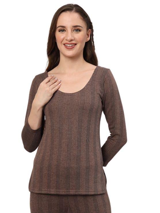 Women's Three Quarter Sleeve Thermal Top with Stay Warm Technology (Mustard)-image-47