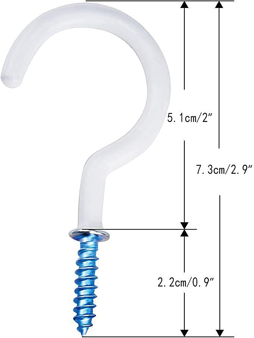EBOOT 2 Inches Ceiling Hooks Cup Hook Holder, White (10 Pieces)