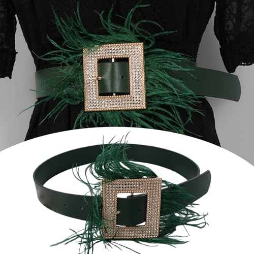 Wide Waist Belt Punk Chain For Stylish Cowgirl Rhinestones Feathered Buckle Trendy Waistband Waist Chain Belt Waist Accessory2